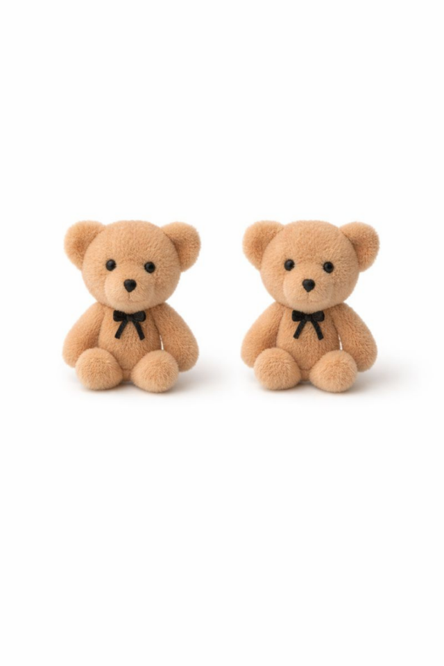 Ünlü Teddy Model Peluş Ayıcık Gümüş İğneli Kadın Bijuteri Küpe