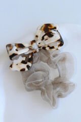 Çok Renkli Tasarım Lastikli Tül Detaylı Fiyonk Toka