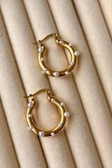 Özel Seri Pearl Hoop Glow Halka Tasarım Kadın Çelik Küpe