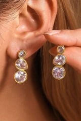 Premium Seri Crystal Cascade Tasarım Zirkon Taşlı Kadın Çelik Küpe