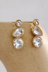 Premium Seri Crystal Cascade Tasarım Zirkon Taşlı Kadın Çelik Küpe