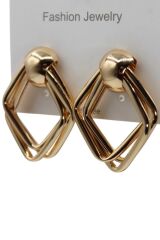 Premium Seri İç İçe Geçmiş Halka Baklava Model İğneli Kararmaz Kadın Küpe