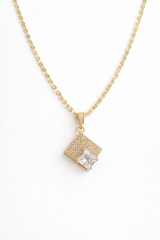 Zarif Baget Zirkon Taşlı Tasarım Renk Atmaz Kararmaz Kadın Çelik Kolye