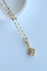 Zarif Baget Zirkon Taşlı Tasarım Renk Atmaz Kararmaz Kadın Çelik Kolye