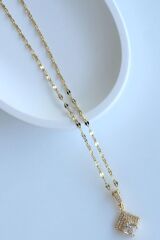 Zarif Baget Zirkon Taşlı Tasarım Renk Atmaz Kararmaz Kadın Çelik Kolye