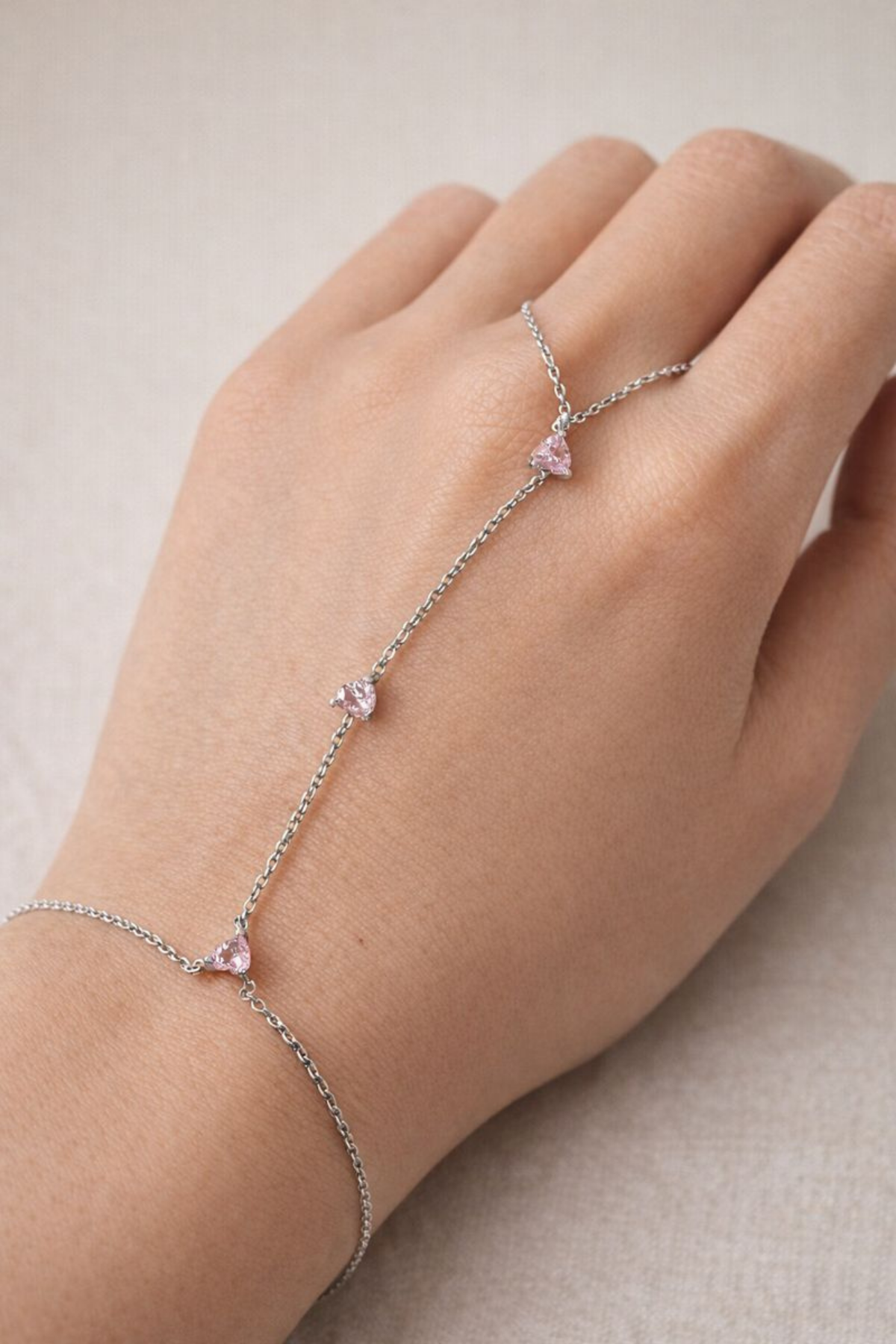 Pembe Zirkon Taşlı Tasarım Kadın ŞAHMERAN Gümüş