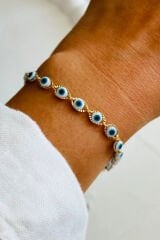 Özel Seri 14 K Xuping Nazar Boncuğu Tasarım Kadın Çelik Bileklik