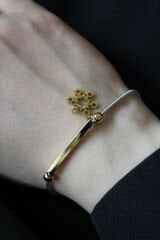 Exclusive Seri Gold Kar Tanesi Model Çift Renk Kadın Çelik Bileklik