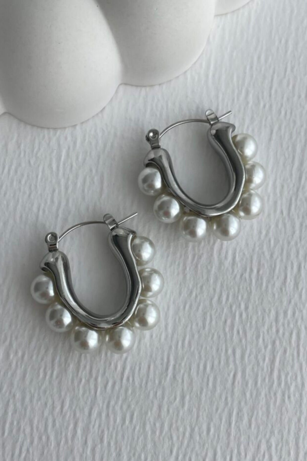 Vintage Tasarım Yeni Sezon Incili Kadın Halka Küpe