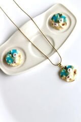 Vintage Incili Istiridye Motifli 3d Tablo Tasarım Kadın Çelik Küpe