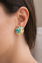 Vintage Incili Istiridye Motifli 3d Tablo Tasarım Kadın Çelik Küpe