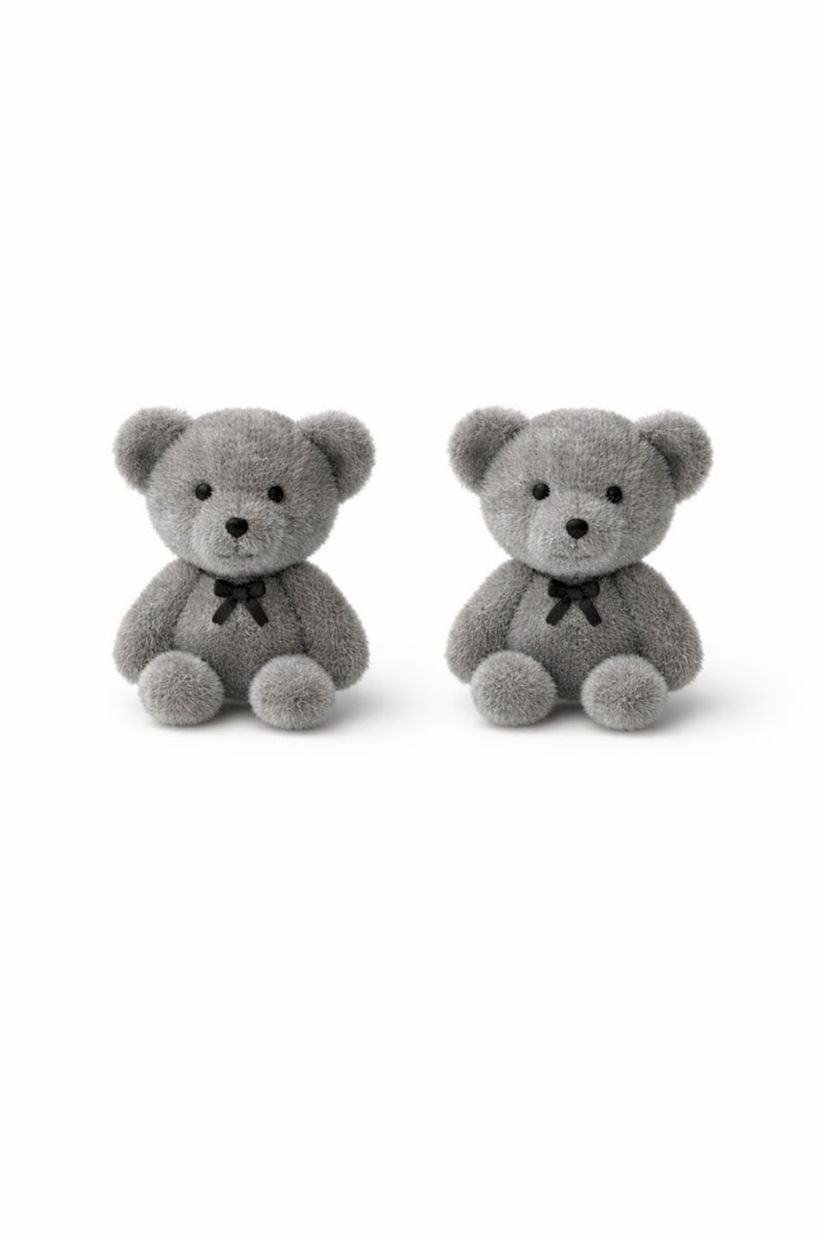 Ünlü Teddy Model Peluş Ayıcık Gümüş İğneli Kadın Bijuteri Küpe Gri