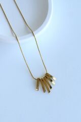 Parçacık Uçlu Tasarım Renk Atmaz Kararmaz Kadın Çelik Kolye