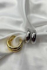 Premium Seri Özel Cilalı Ikili Görünüm Ayarlanabilir Kadın Çelik Yüzük Gold