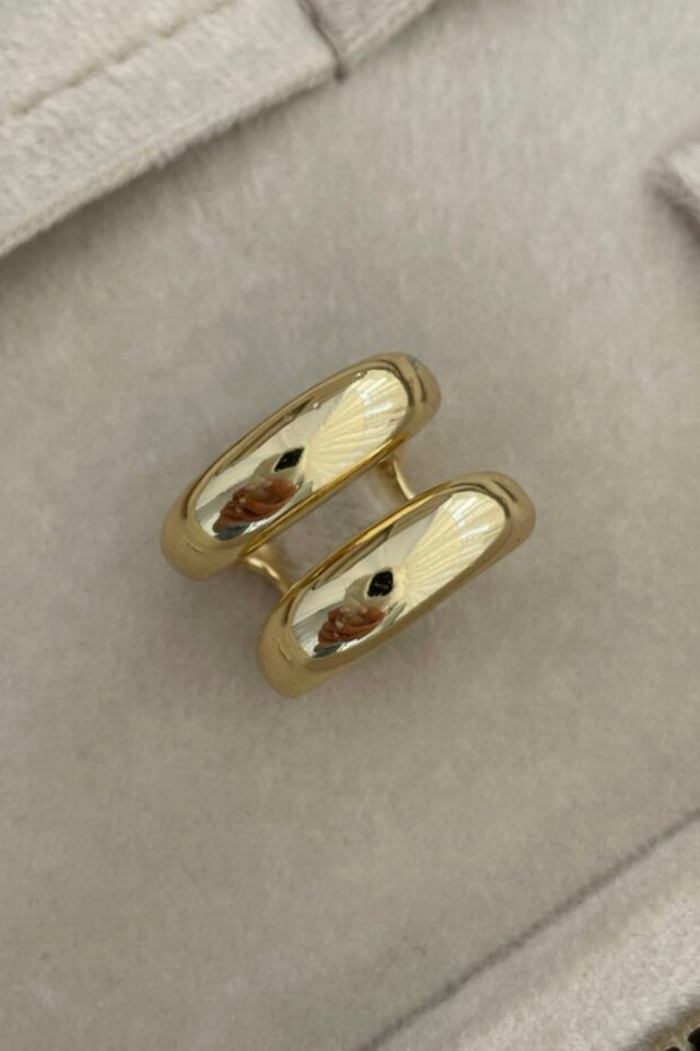 Premium Seri Özel Cilalı Ikili Görünüm Ayarlanabilir Kadın Çelik Yüzük Gold