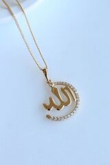 Xuping Zirkon Taşlı ALLAH Yazılı Renk Atmaz Kararmaz Kadın Çelik Kolye