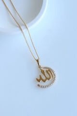 Xuping Zirkon Taşlı ALLAH Yazılı Renk Atmaz Kararmaz Kadın Çelik Kolye