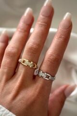 Premium Seri Chain Tasarım Model Zincir Kollu Ayarlanabilir Kadın Çelik Yüzük