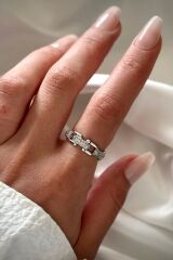 Premium Seri Chain Tasarım Model Zincir Kollu Ayarlanabilir Kadın Çelik Yüzük