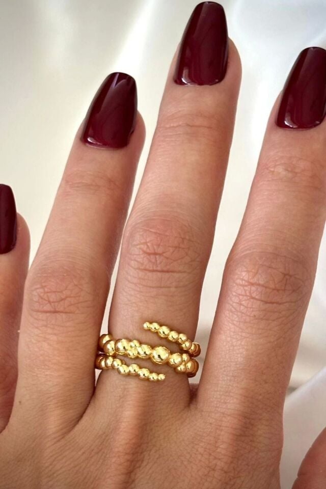 Yeni Sezon Leo Curl Tasarım Ayarlanabilir Kadın Yüzük Gold