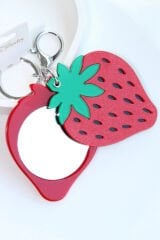 Çilek Tasarım Meyve Model Aynalı Kadın Çanta Charmı ve Anahtarlık