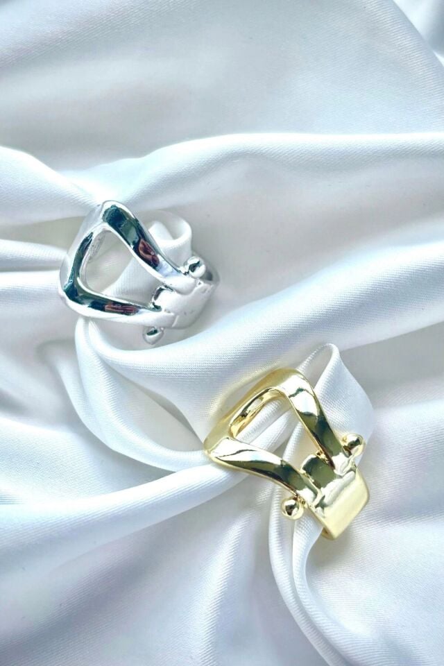 Premium Seri Belt Tasarım Cilalı Ayarlanabilir Kadın Yüzük Gold