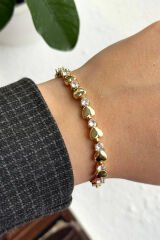 Premium Seri Zirkon Taşlı Kalpli Full Tasarım Kadın Çelik Bileklik Kelepçe