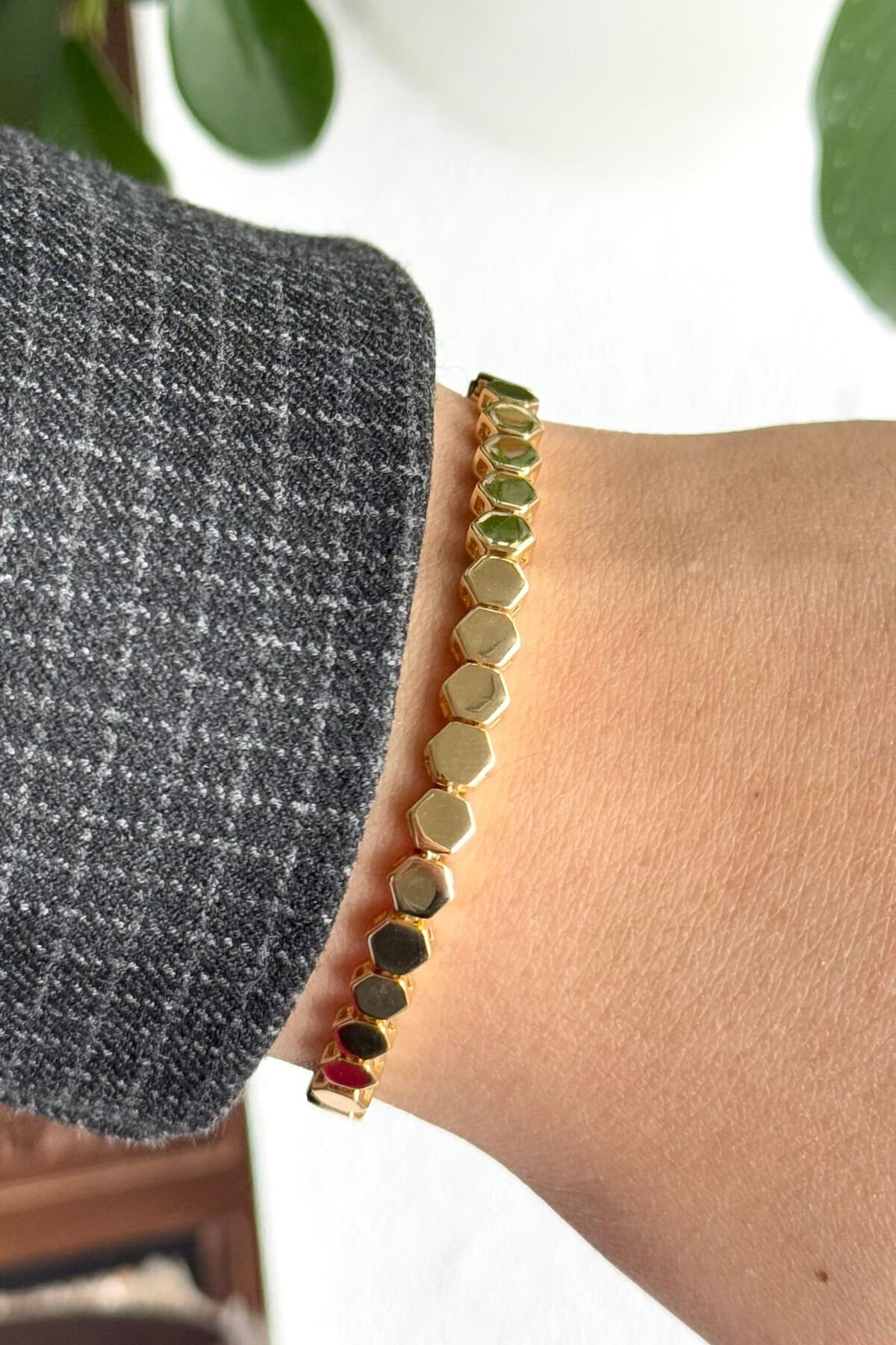 Özel Seri Vintage Petek Tasarım Kadın Çelik Bileklik Kelepçe