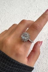 Özel Seri Duchess Zirkon Taşlı Tek Taş Tasarım Ayarlanabilir Kadın Çelik Yüzük