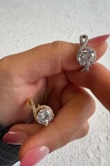 Özel Seri Elpis Yarım Tur Taşlı Tek Taş Tasarım Ayarlanabilir Kadın Çelik Yüzük