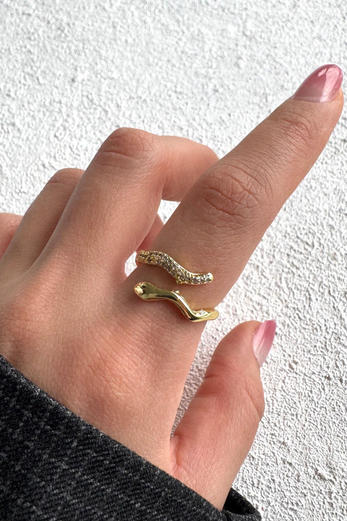 Yılan Tasarım Blg Model Ayarlanabilir Kadın Yüzük