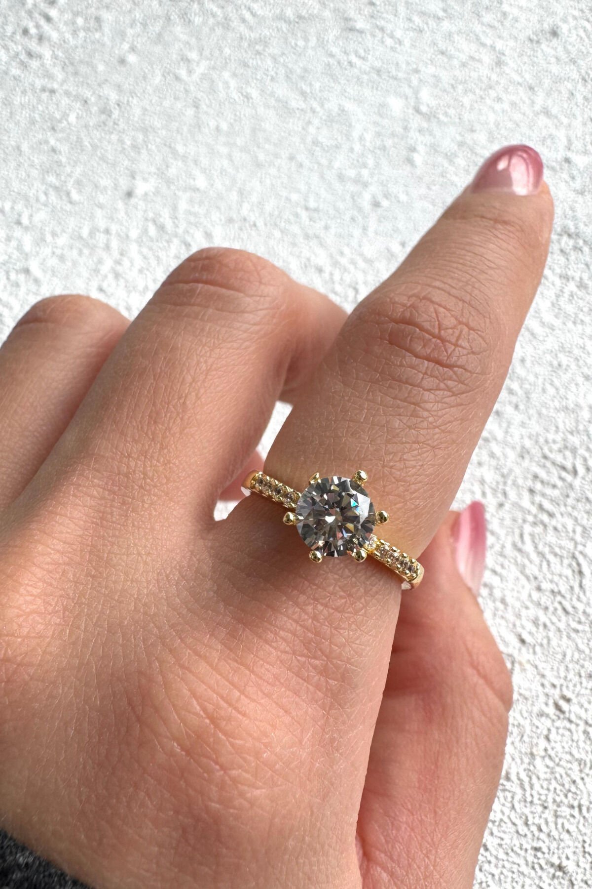 6 Kollu Tek Taş Tasarım Ayarlanabilir Kadın Yüzük